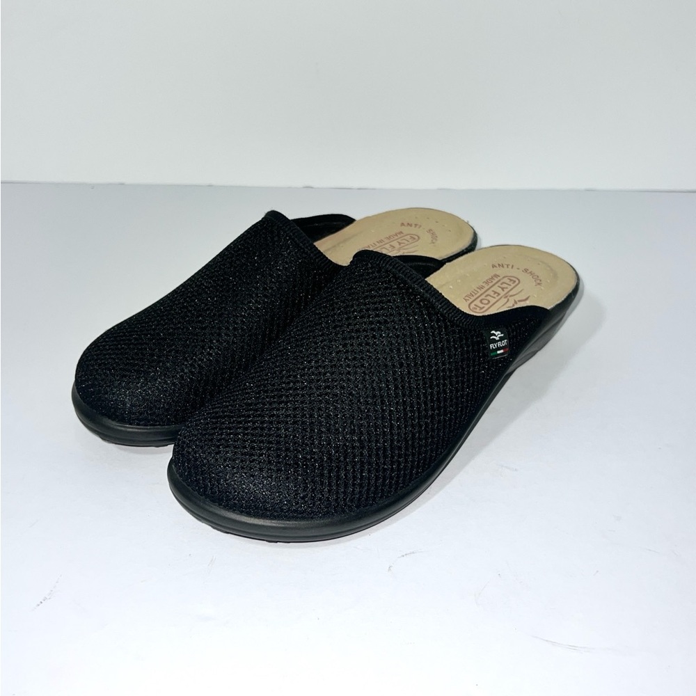 Fly Flot Mesh Open Back Breathable Black Mules Women's 38
